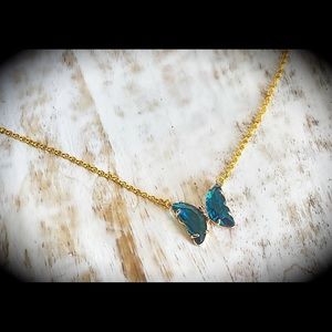 Gold filled crystal butterfly chain necklace